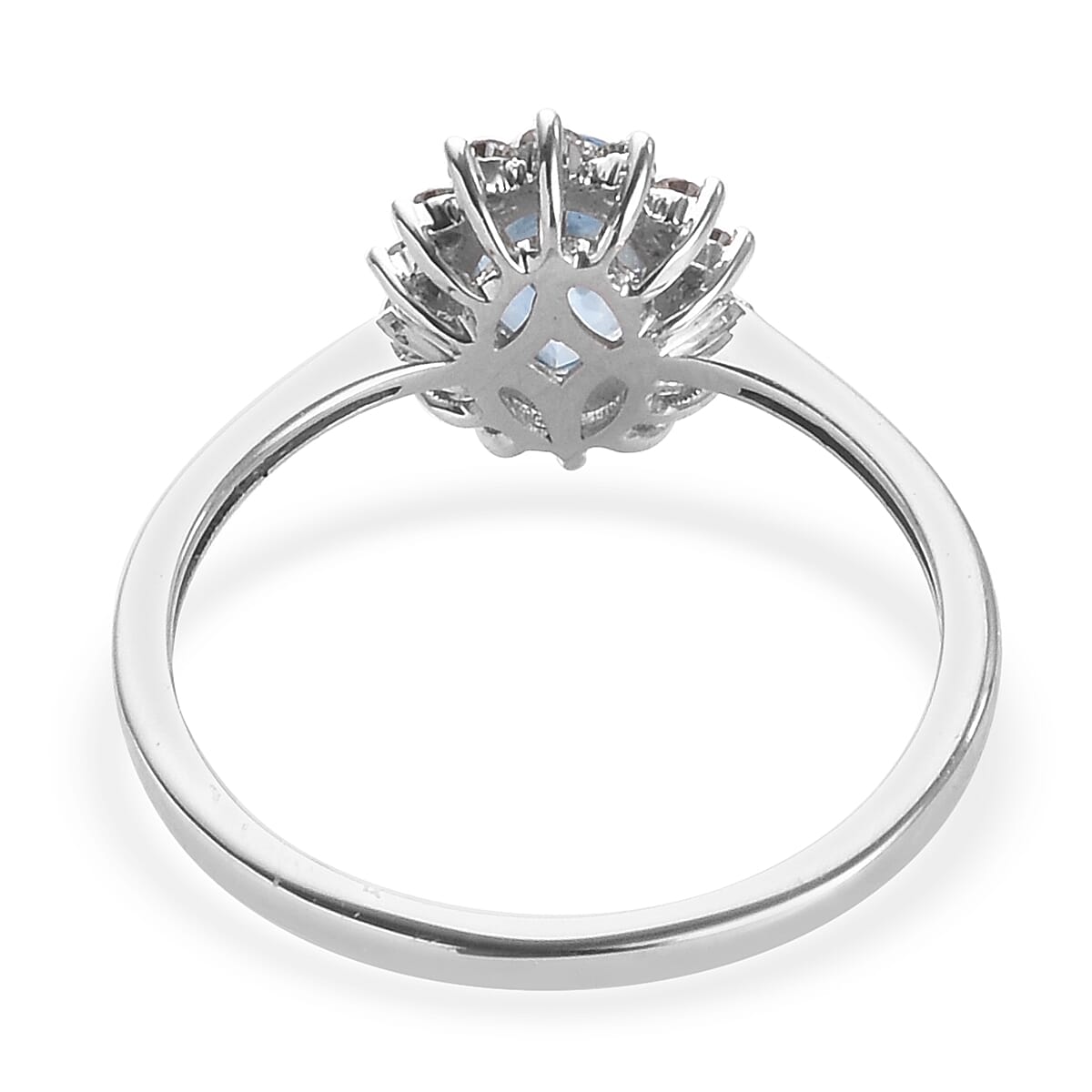 9K White Gold AA Santamaria Aquamarine Princess Diana Inspired Halo Ring with Diamond 3754679 5