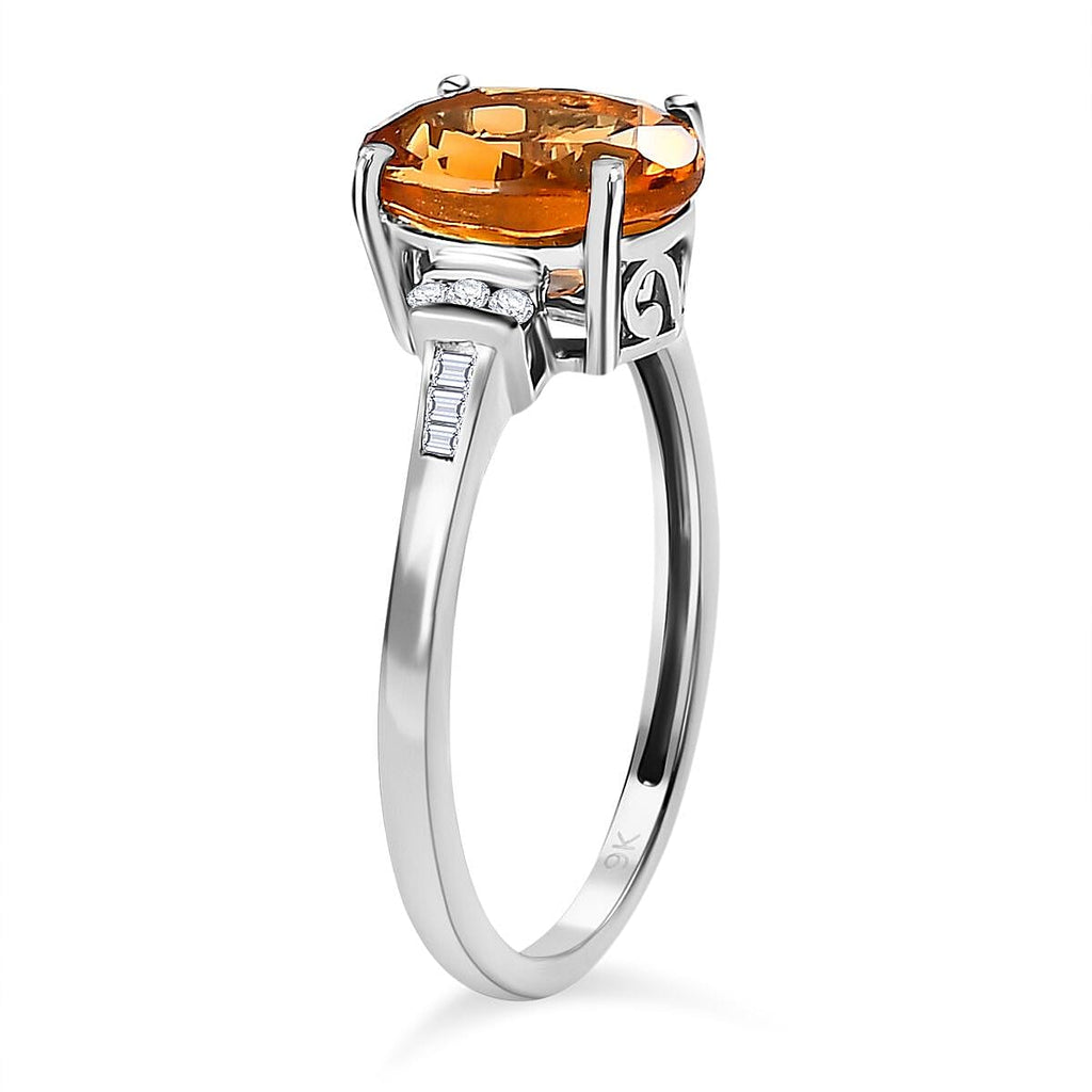 9K White Gold Serra Gaucha Citrine and Diamond Ring 1.76 Ct.