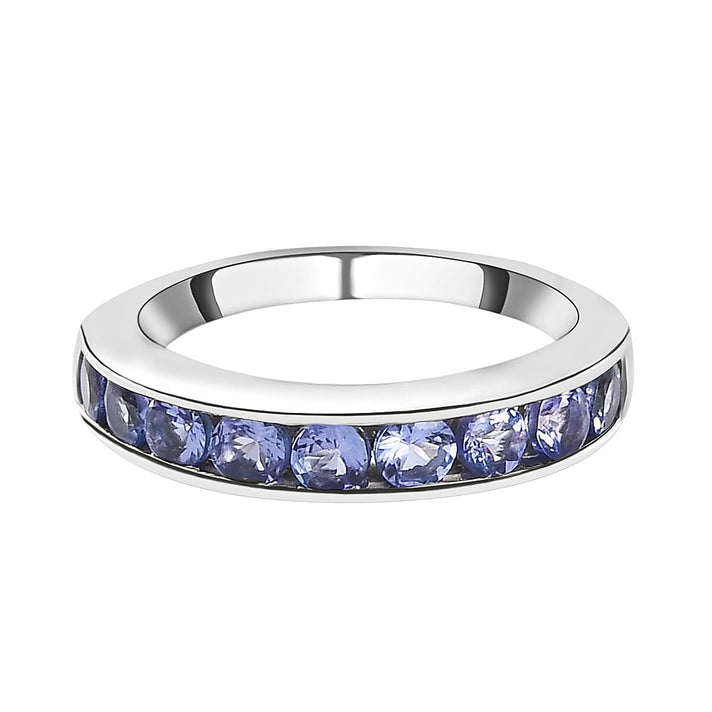 9K White Gold AA Tanzanite Half Eternity Wedding Band Ring, 1.15 Ct 3460368 1
