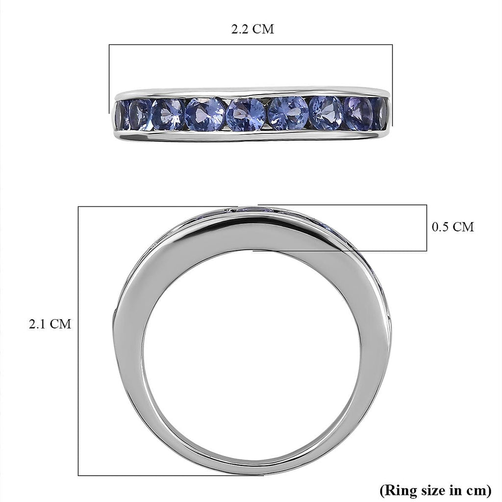 9K White Gold Tanzanite Half Eternity Band Ring 0.87 Ct, Gold Wt. 3.20 Gms.