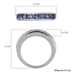 9K White Gold Tanzanite Half Eternity Band Ring 0.87 Ct, Gold Wt. 3.20 Gms.