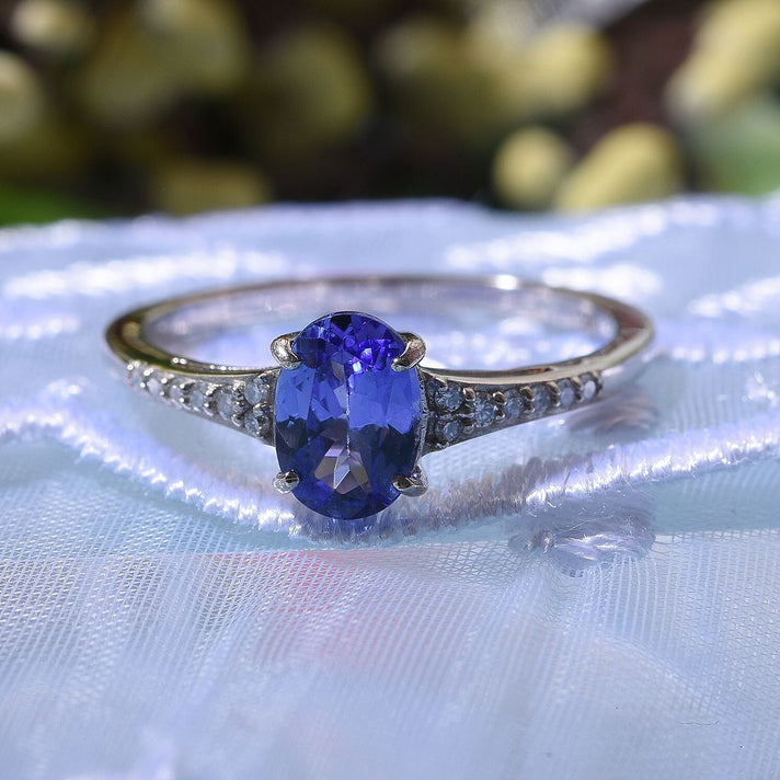 Tanzanite , Moissanite Solitaire Ring in 9K White Gold 7539706 2