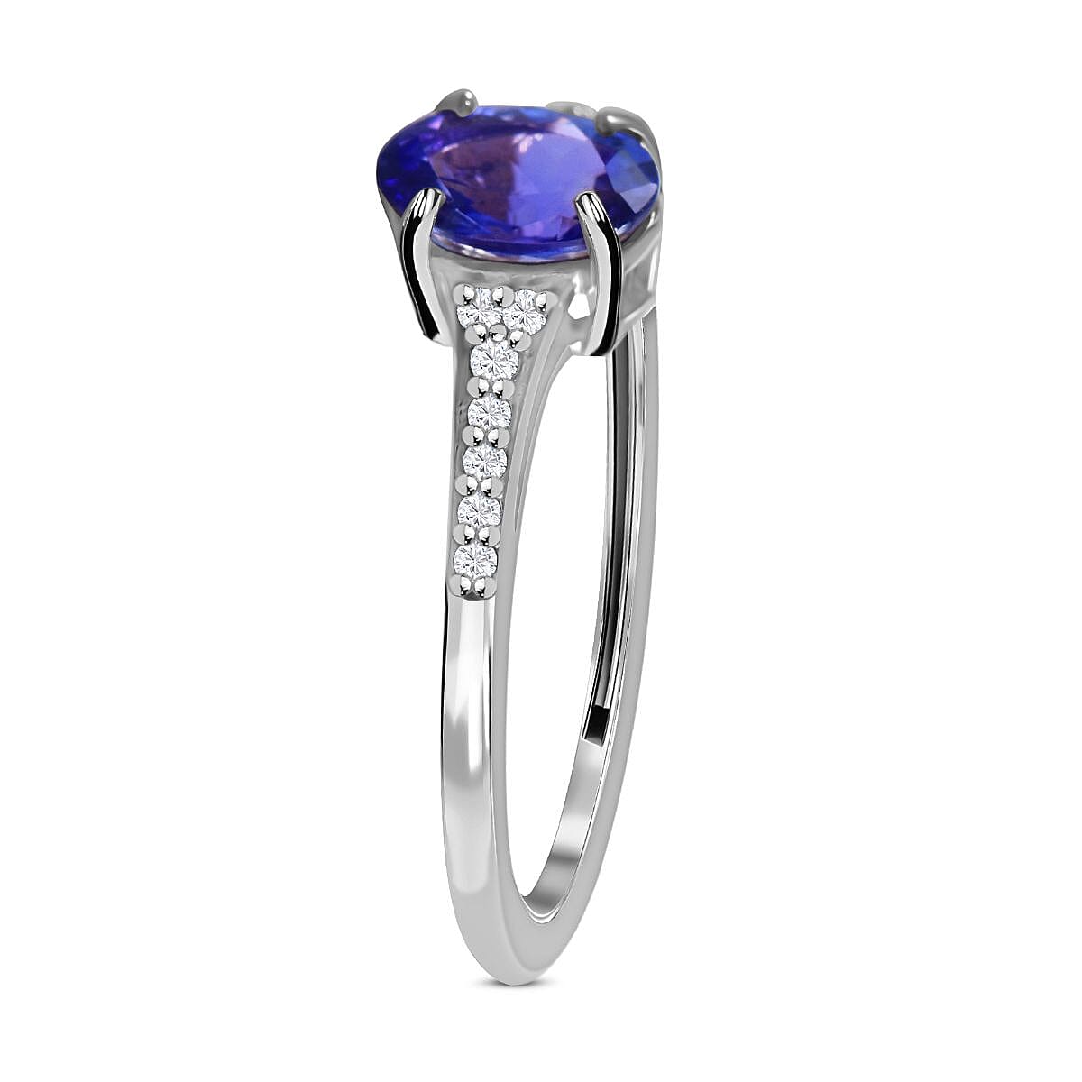 Tanzanite , Moissanite Solitaire Ring in 9K White Gold 7539706 4