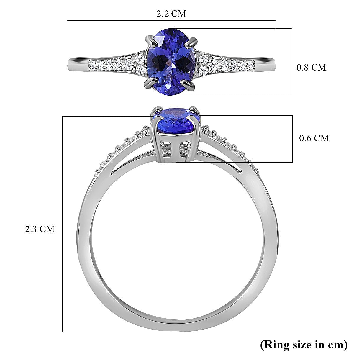 Tanzanite , Moissanite Solitaire Ring in 9K White Gold 7539706 6