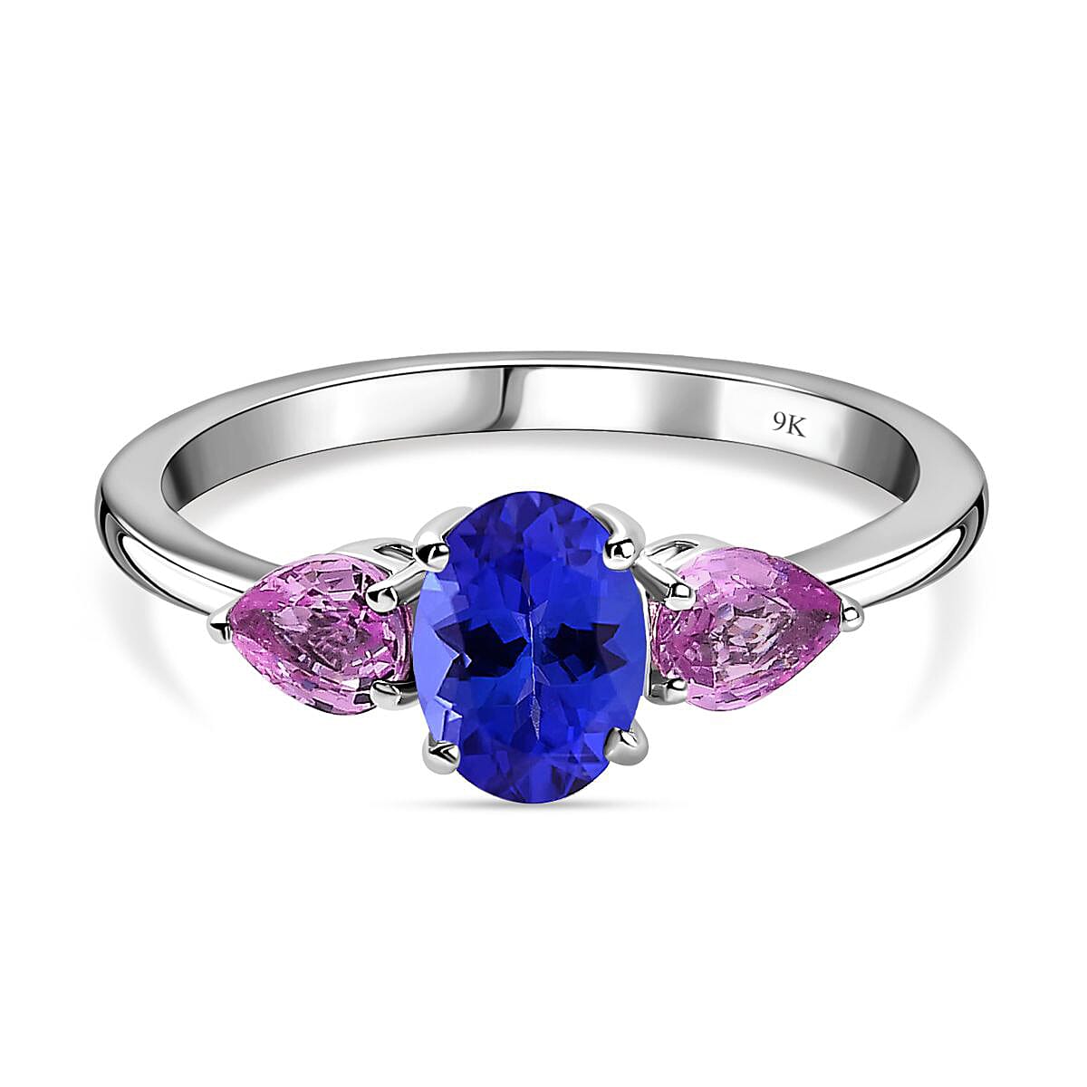 9K White Gold Tanzanite &amp; Pink Sapphire Ring 1.36 Ct. 7623341 0
