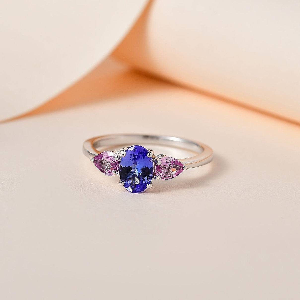9K White Gold Tanzanite &amp; Pink Sapphire Ring 1.36 Ct. 7623341 1