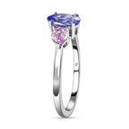 9K White Gold Tanzanite & Pink Sapphire Ring 1.36 Ct.