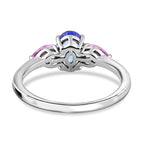 9K White Gold Tanzanite & Pink Sapphire Ring 1.36 Ct.