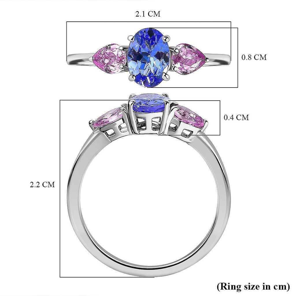 9K White Gold Tanzanite & Pink Sapphire Ring 1.36 Ct.