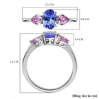 9K White Gold Tanzanite & Pink Sapphire Ring 1.36 Ct.