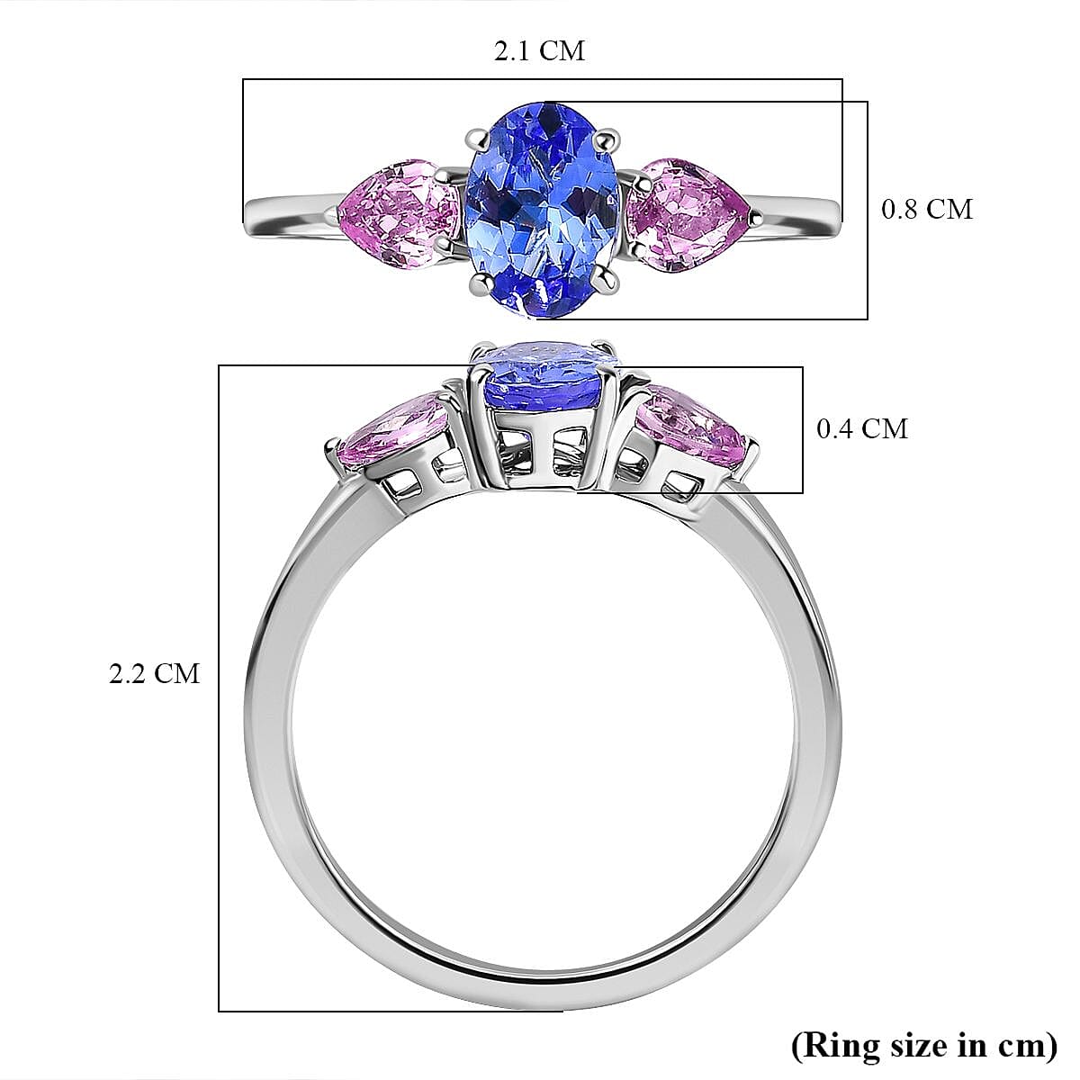 9K White Gold Tanzanite &amp; Pink Sapphire Ring 1.36 Ct. 7623341 5