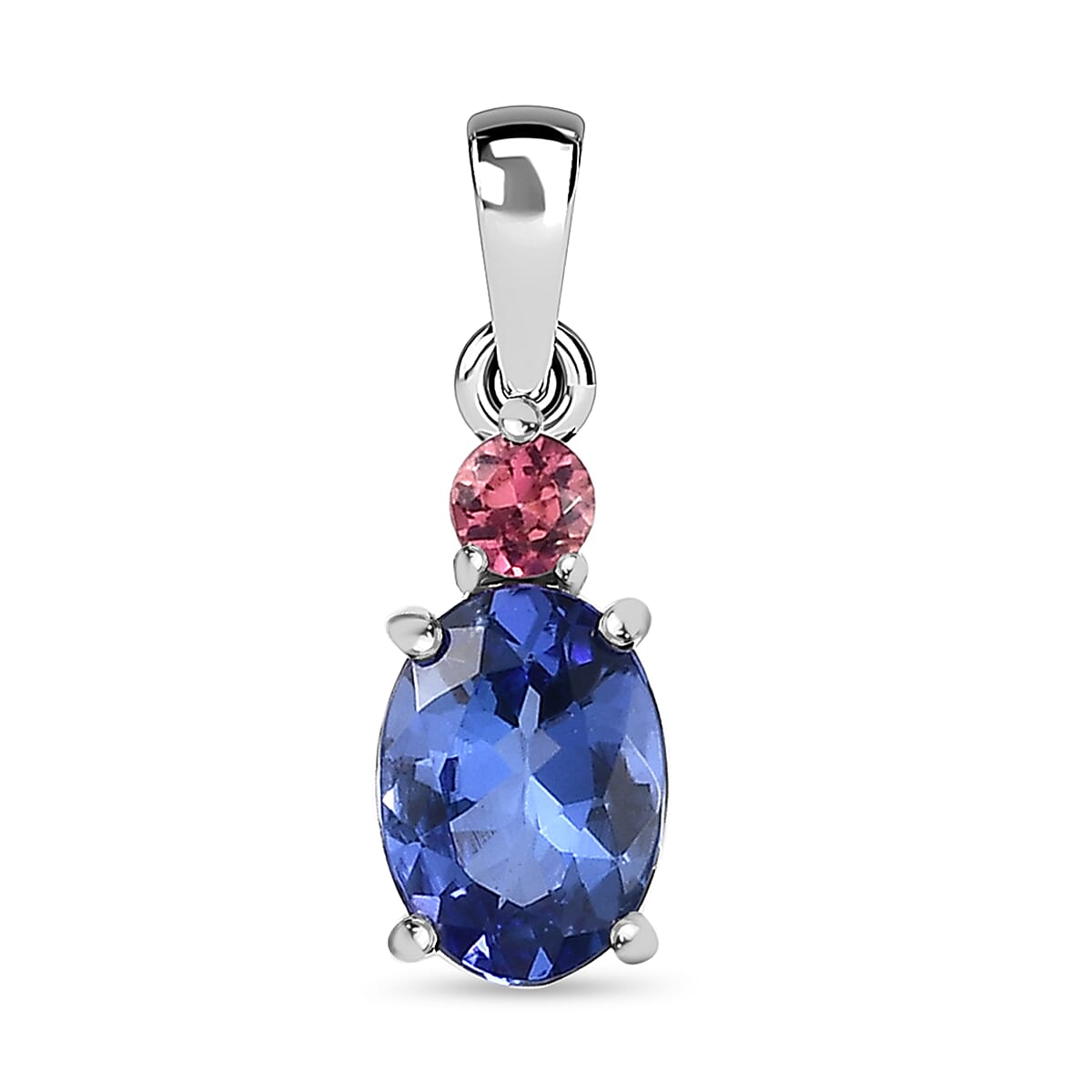 9K White Gold Tanzanite &amp; Pink Tourmaline Pendant 7643452 0