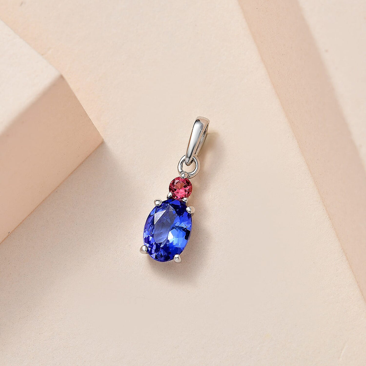 9K White Gold Tanzanite &amp; Pink Tourmaline Pendant 7643452 2