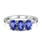 9K White Gold Tanzanite & Diamond Band Ring 1.43 Ct