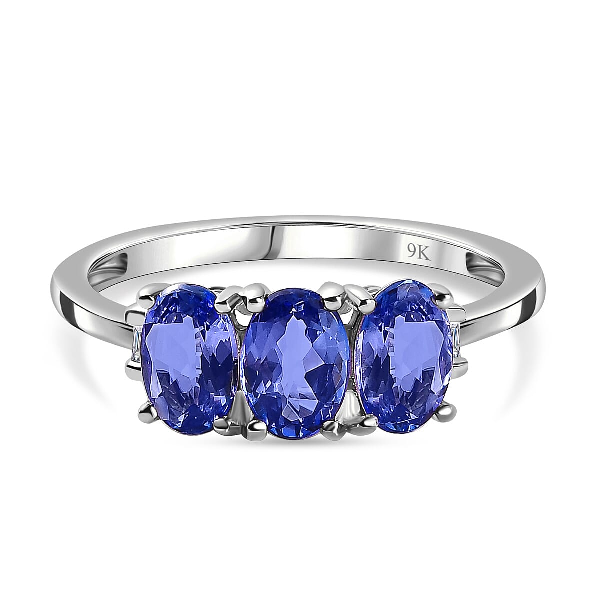 9K White Gold Tanzanite &amp; Diamond Band Ring 1.43 Ct 7649548 0