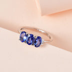 9K White Gold Tanzanite & Diamond Band Ring 1.43 Ct
