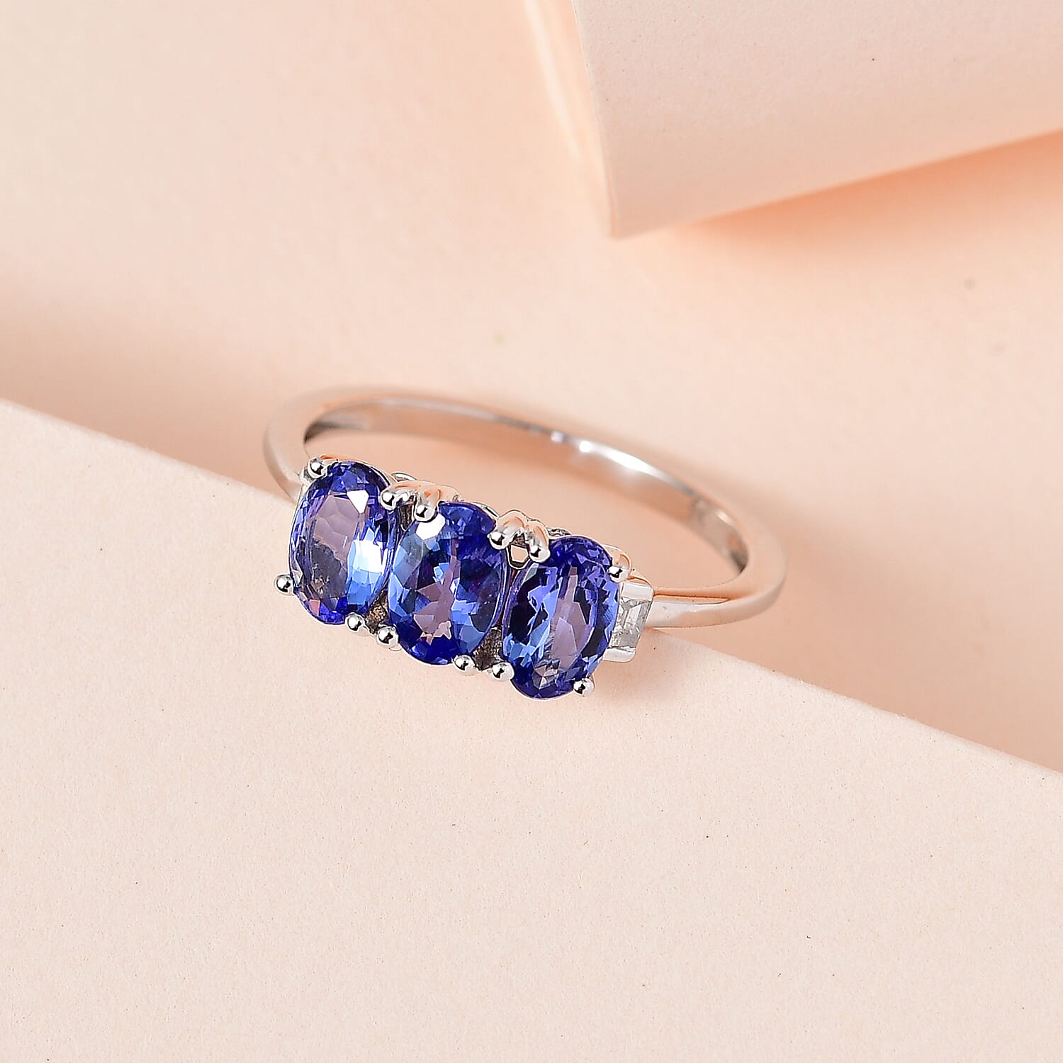 9K White Gold Tanzanite &amp; Diamond Band Ring 1.43 Ct 7649548 1