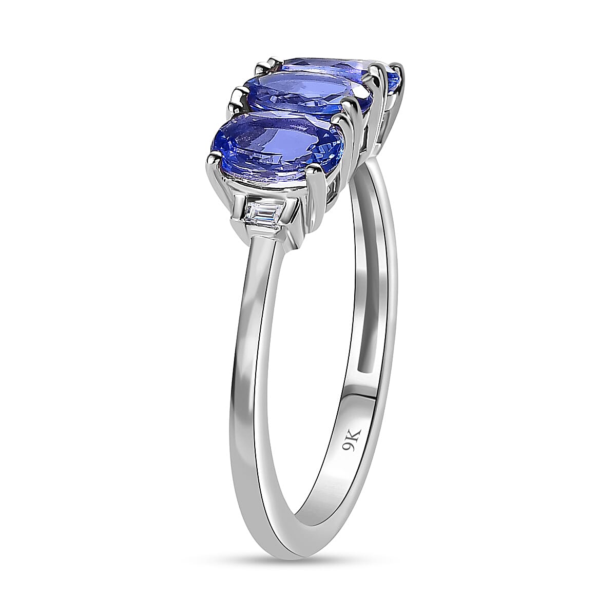 9K White Gold Tanzanite &amp; Diamond Band Ring 1.43 Ct 7649548 3