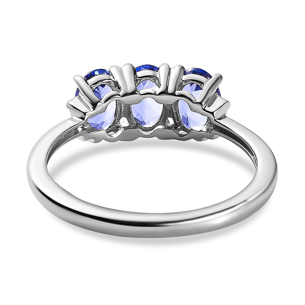 9K White Gold Tanzanite & Diamond Band Ring 1.43 Ct