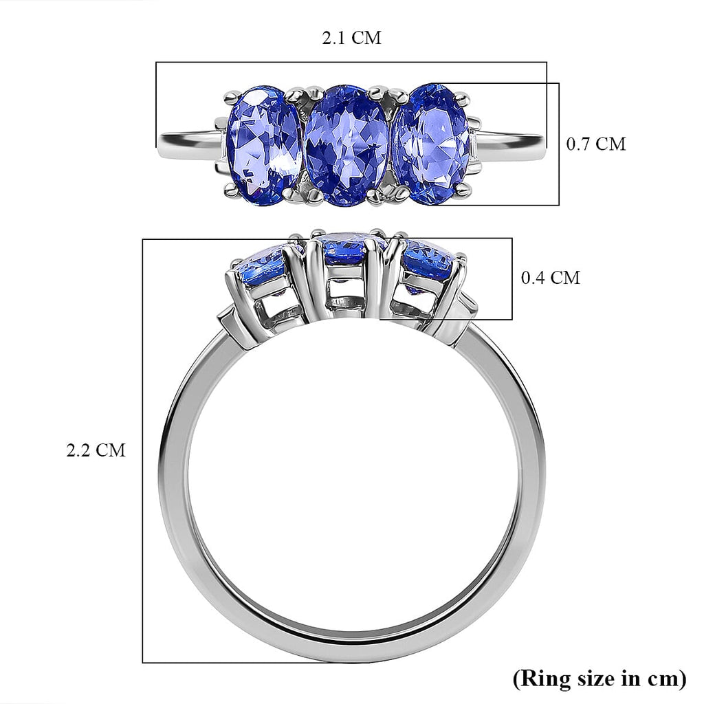 9K White Gold Tanzanite & Diamond Band Ring 1.43 Ct