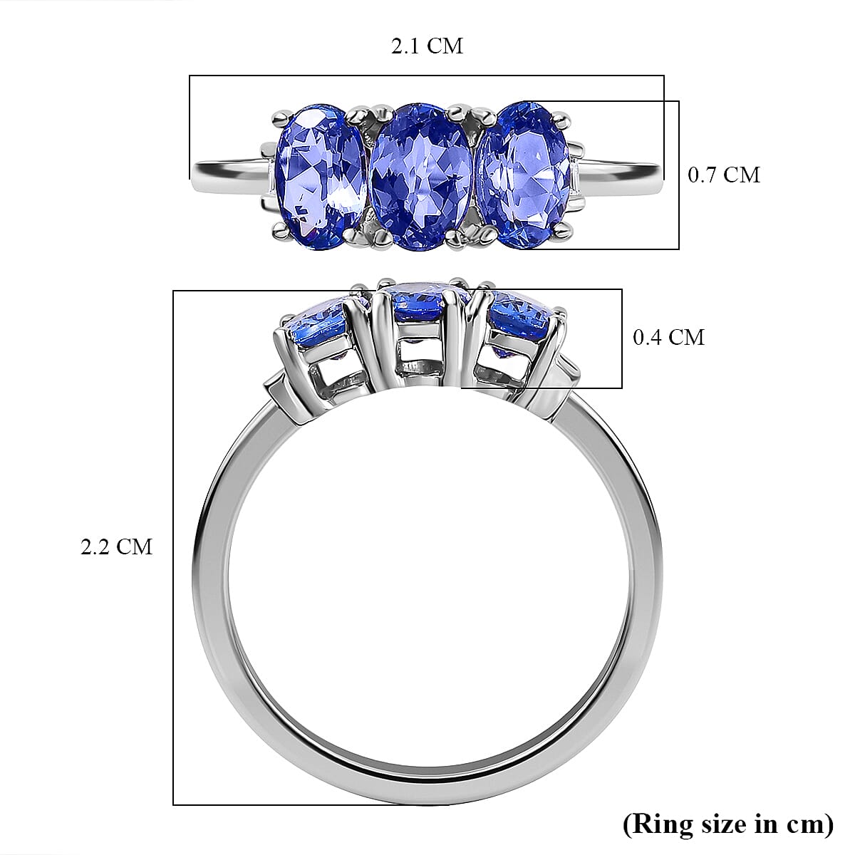 9K White Gold Tanzanite &amp; Diamond Band Ring 1.43 Ct 7649548 5