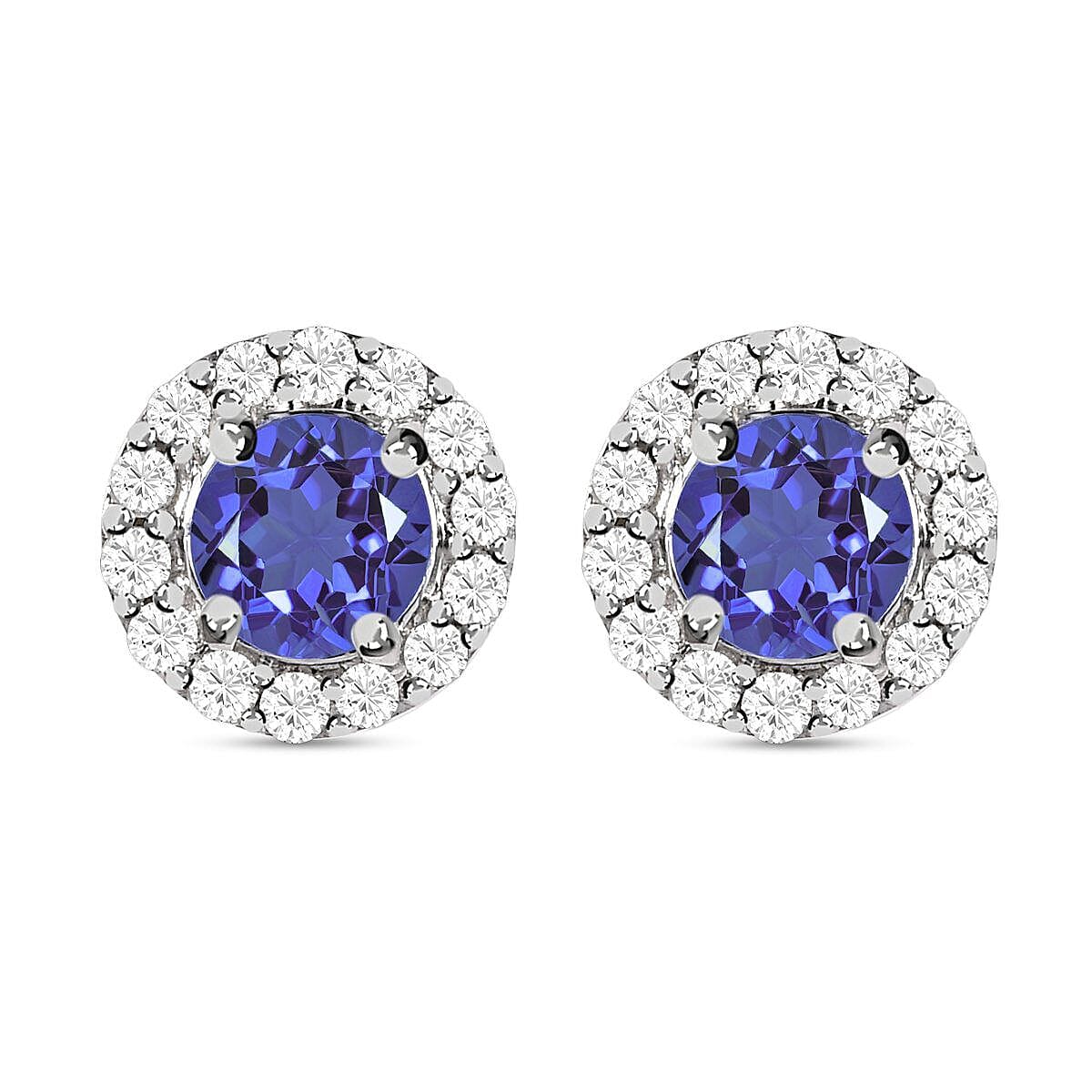 9K White Gold Tanzanite and Diamond Earrings (with Push Back) 7237947 0