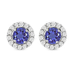 9K White Gold Tanzanite and Diamond Earrings (with Push Back)