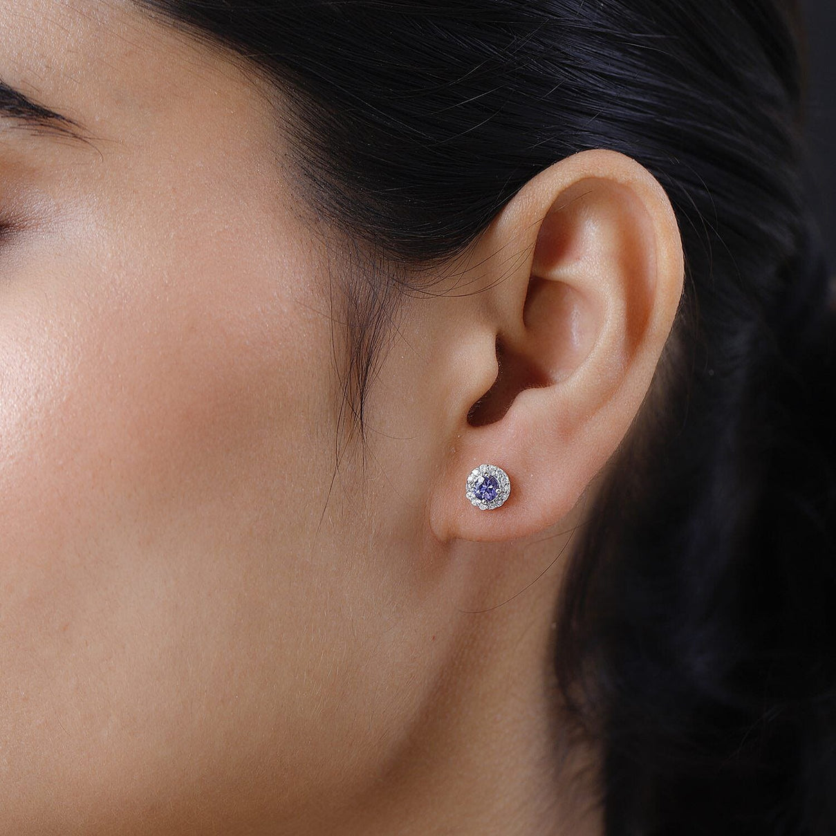 9K White Gold Tanzanite and Diamond Earrings (with Push Back) 7237947 2