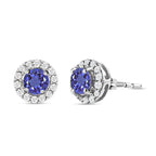 9K White Gold Tanzanite and Diamond Earrings (with Push Back)