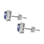 9K White Gold Tanzanite and Diamond Earrings (with Push Back)