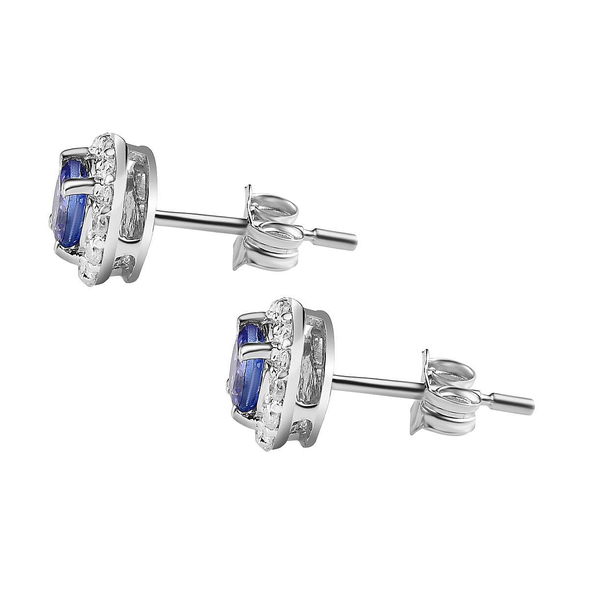 9K White Gold Tanzanite and Diamond Earrings (with Push Back) 7237947 4