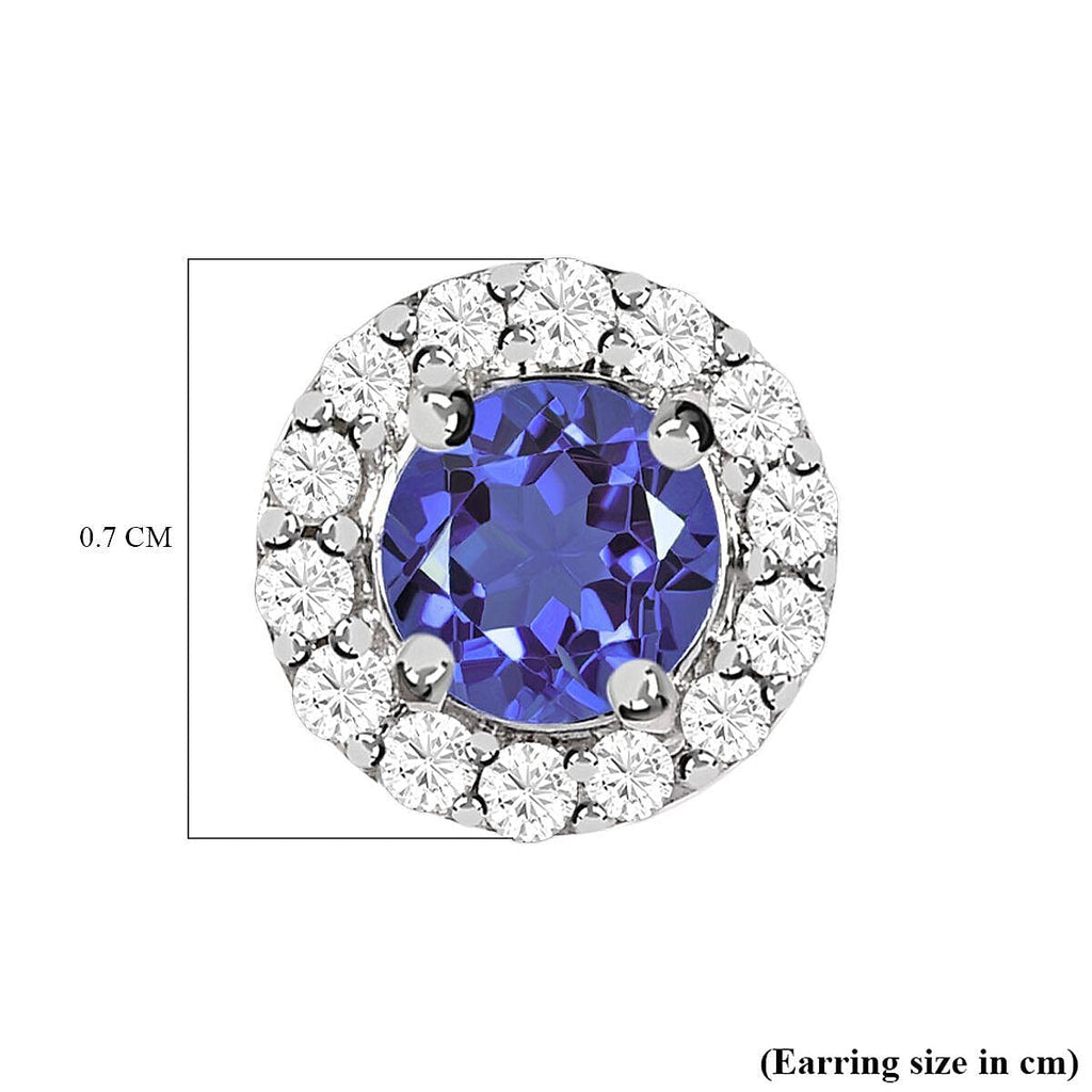 9K White Gold Tanzanite and Diamond Earrings (with Push Back)
