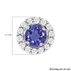 9K White Gold Tanzanite and Diamond Earrings (with Push Back)