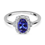 9K White Gold Tanzanite and Diamond Ring 0.83 Ct