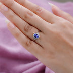 9K White Gold Tanzanite and Diamond Ring 0.83 Ct