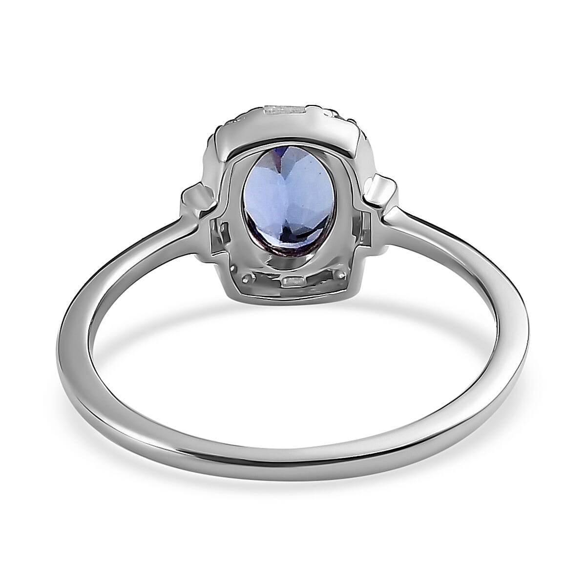 0.83 Ct AA Tanzanite and Diamond Halo Ring in 9K White Gold 7540188 5