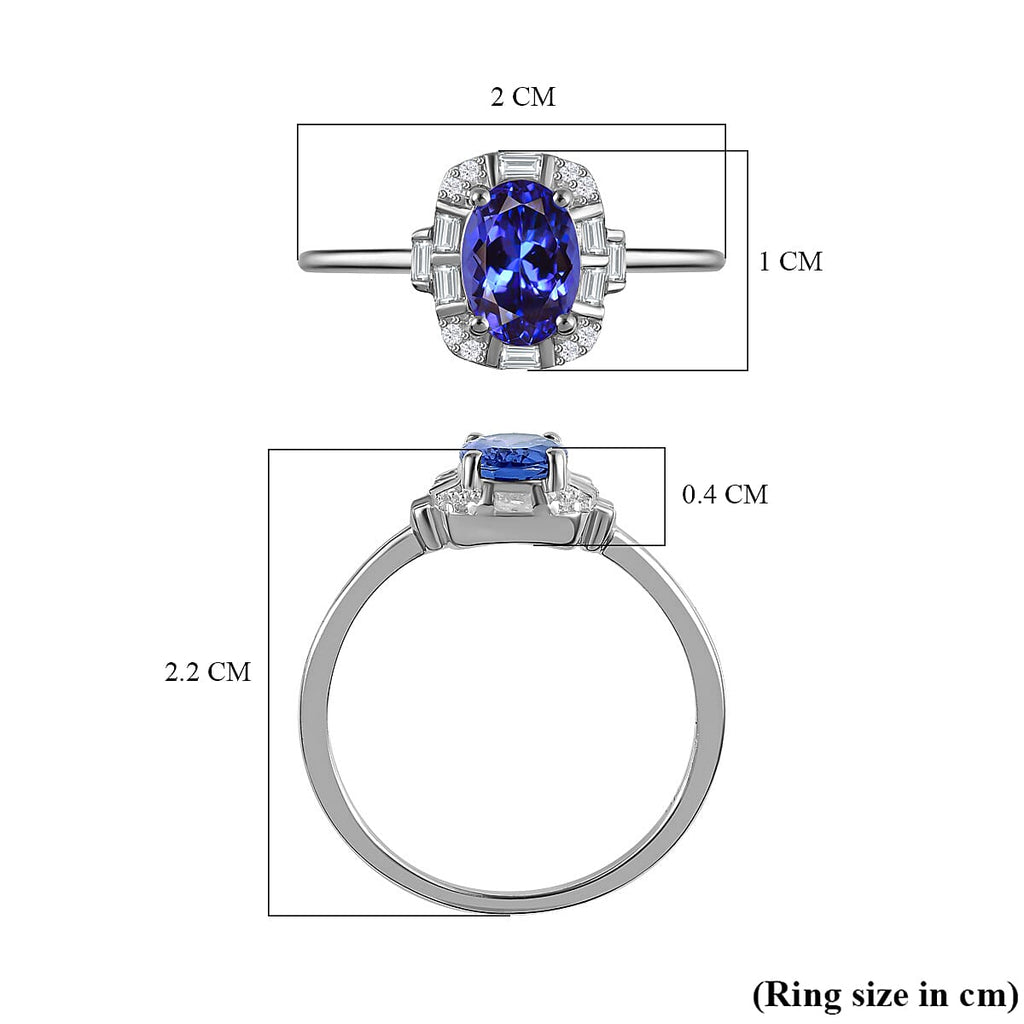 9K White Gold Tanzanite and Diamond Ring 0.83 Ct