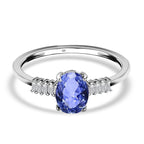 9K White Gold Tanzanite and Diamond Ring 0.98 Ct.