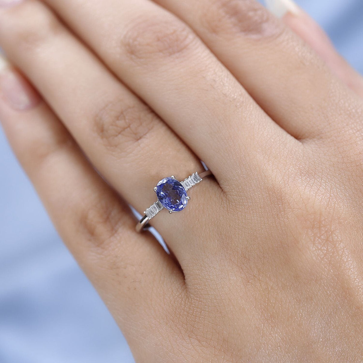 9K White Gold Tanzanite and Diamond Ring 0.98 Ct. 7547376 2