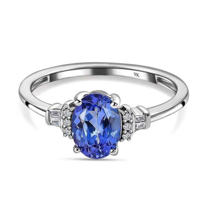 9K White Gold Tanzanite &amp; Diamond Ring 1.18 Ct 7653945 1