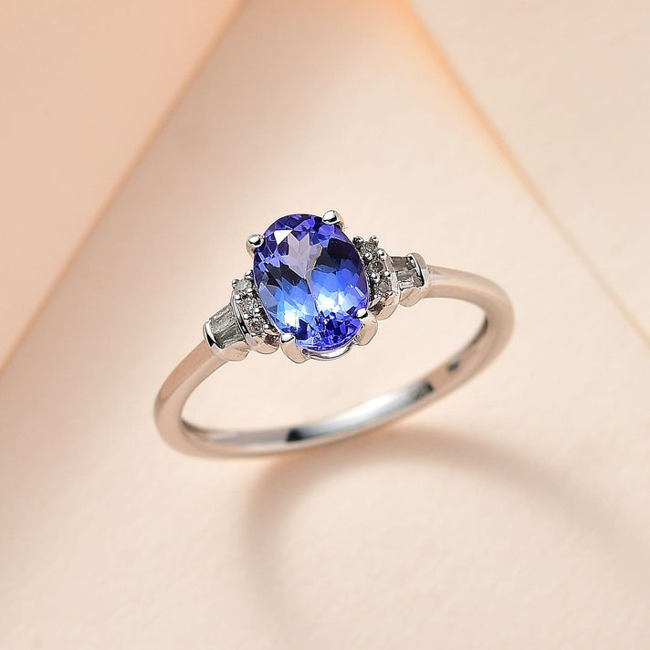 9K White Gold Tanzanite &amp; Diamond Ring 1.18 Ct 7653945 2