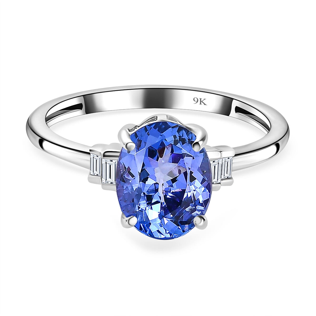 9K White Gold AA Tanzanite, White Diamond Ring 7664686 0