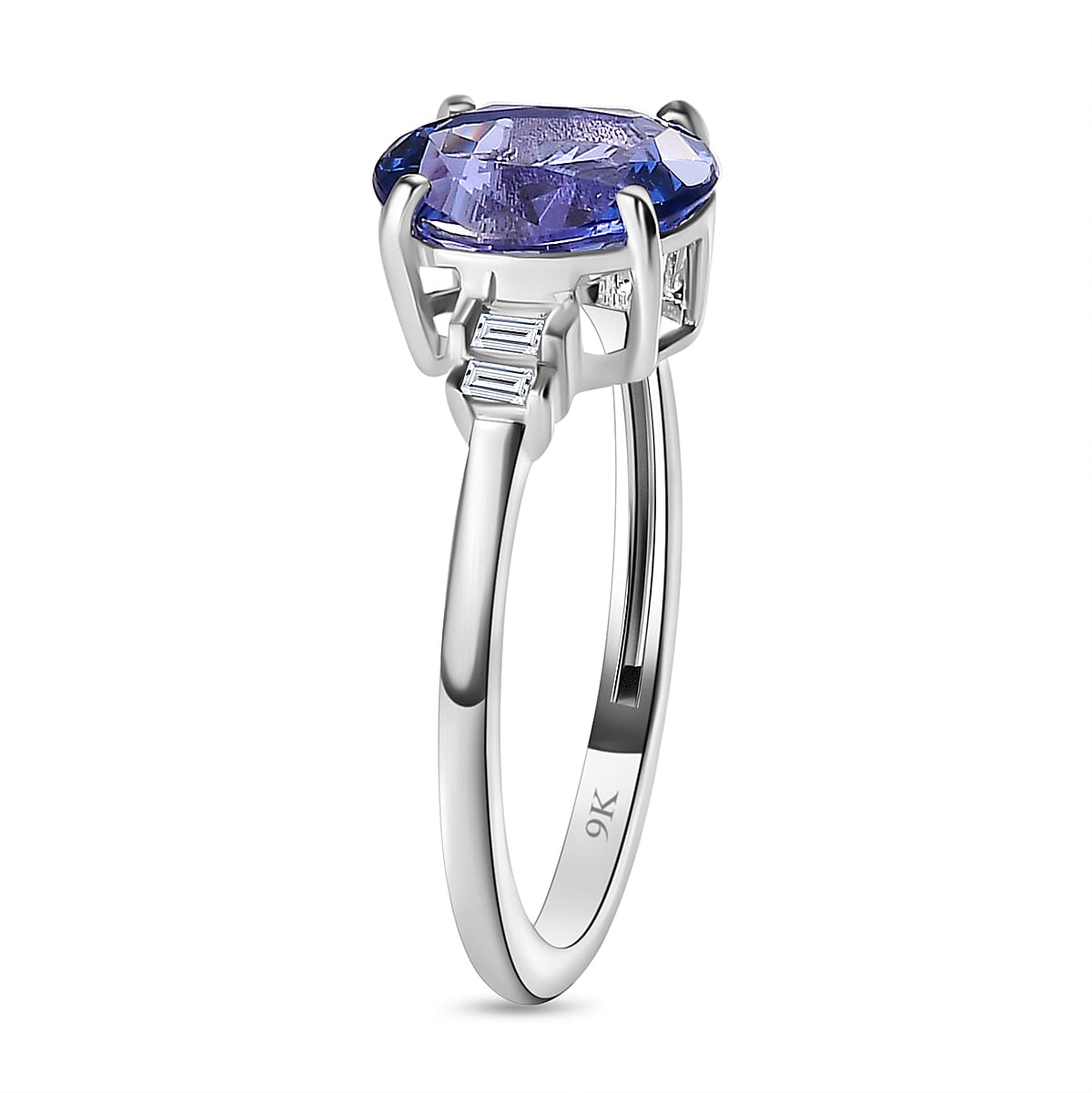 9K White Gold AA Tanzanite, White Diamond Ring 7664686 3