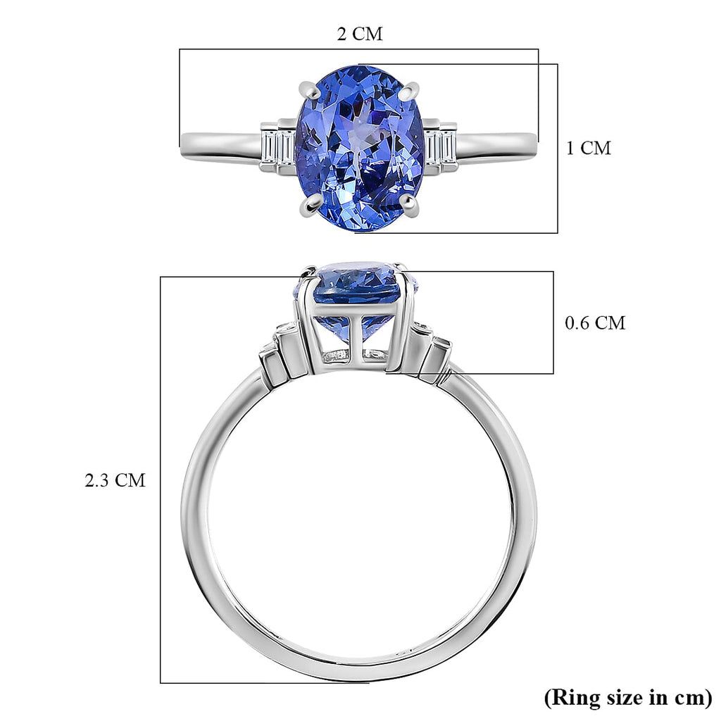 9K White Gold AAA Tanzanite & Diamond Ring 2.18 Ct
