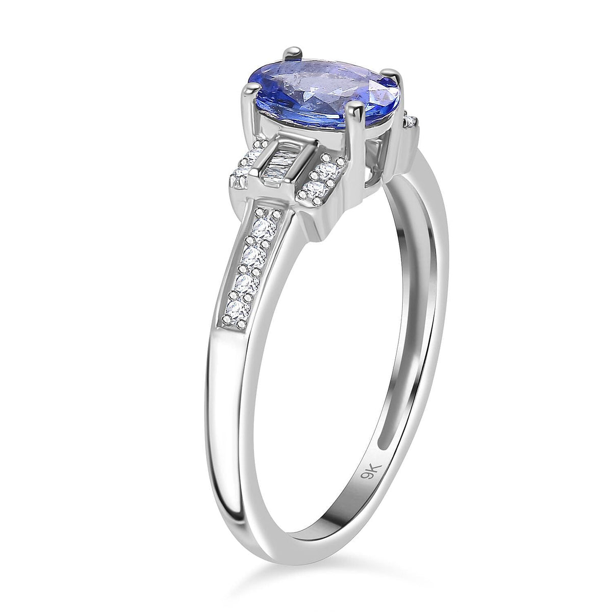 9K White Gold AA Tanzanite, White Diamond Ring 7863886 3