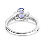 9K White Gold AA Tanzanite,White Diamond Main Stone With Side Stone Ring