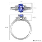 9K White Gold AA Tanzanite,White Diamond Main Stone With Side Stone Ring