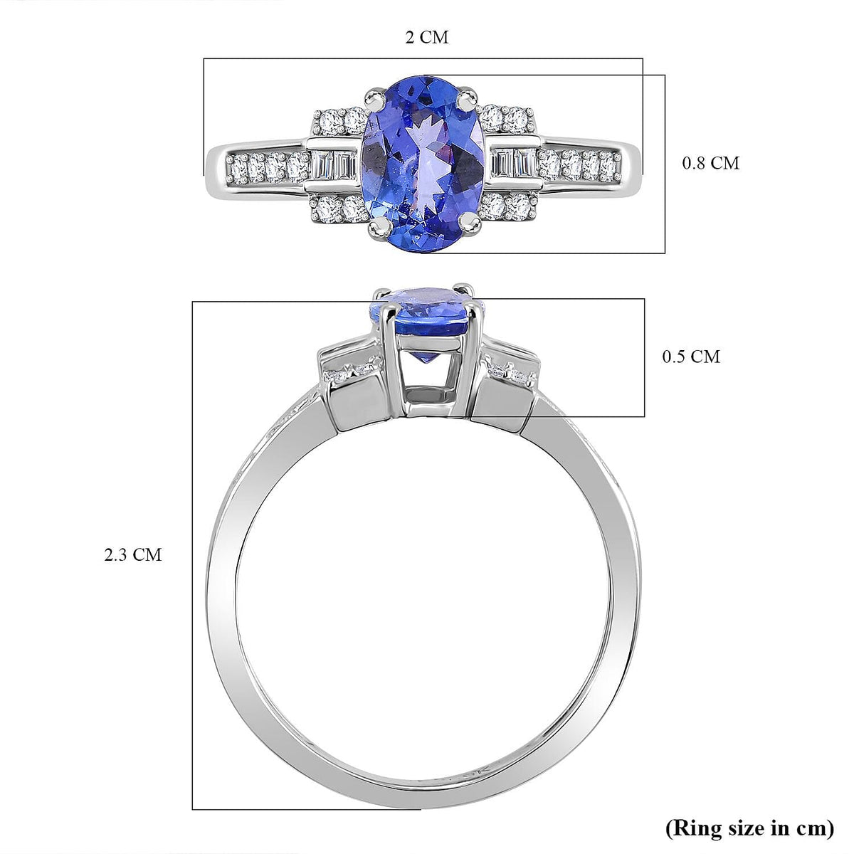 9K White Gold AA Tanzanite, White Diamond Ring 7863886 5