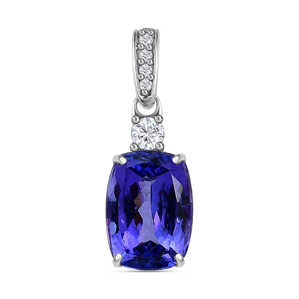 9K White Gold Tanzanite & White Diamond Pendant 3.37 Ct