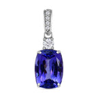 9K White Gold Tanzanite & White Diamond Pendant 3.37 Ct